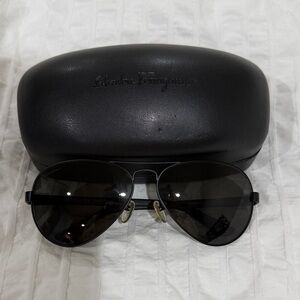 Salvatore Ferragamo Dark Aviator Sunglasses